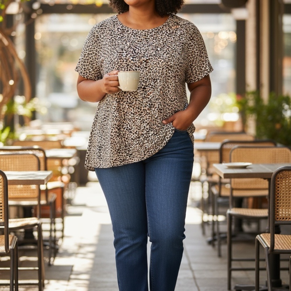 Ava & Viv Animal Print Blouse